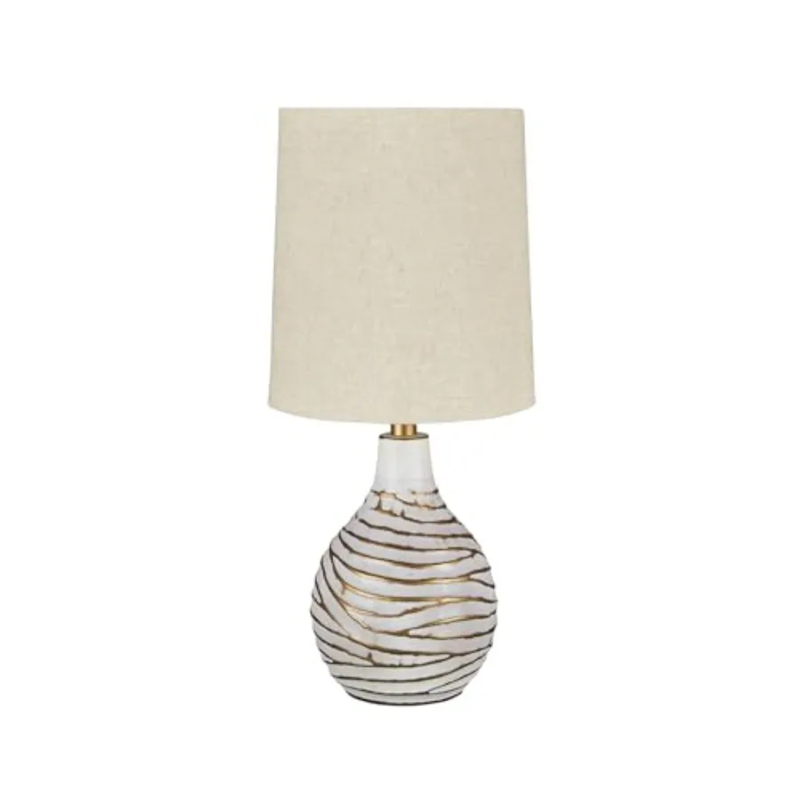 Flam 22.25" Textured Linear Design Table Lamp White and Gold
Flam 22.25" Textured Linear Design Table Lamp White and Gold