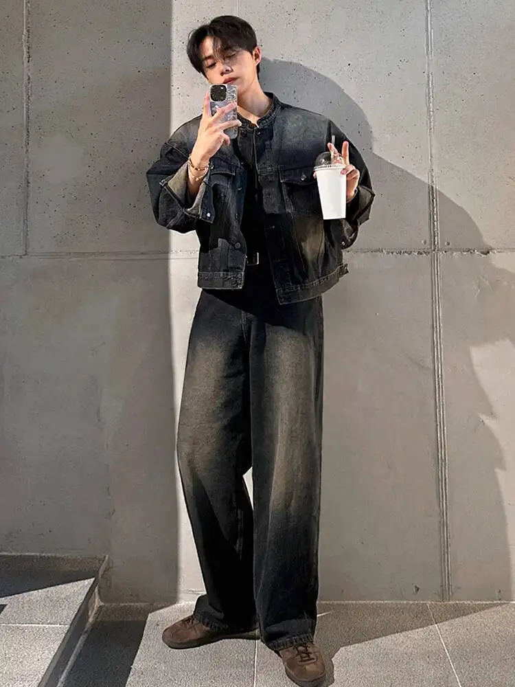 SYUHGFA 2025 Autumn Fashion Men's Two-piece Denim Sets Turn-down Collar Loose Single Breasted Straight Wide Leg Male Jeans
SYUHGFA 2025 Autumn Fashion Men's Two-piece Denim Sets Turn-down Collar Loose Single Breasted Straight Wide Leg Male Jeans