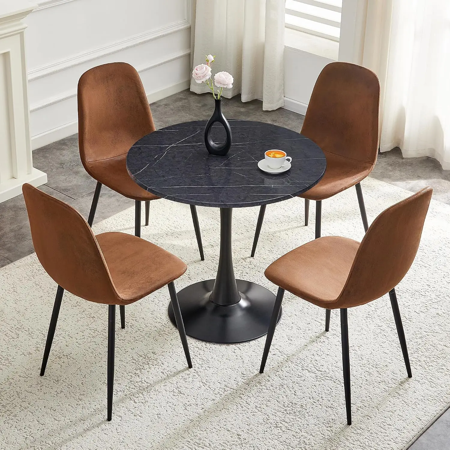 Black Round Dining Table Set for 4, 32" Small Circle Dining Table Set for 4, Round Kitchen Table and Chairs for, Customized
Black Round Dining Table Set for 4, 32" Small Circle Dining Table Set for 4, Round Kitchen Table and Chairs for, Customized