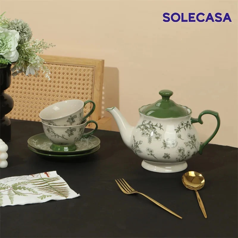 SOLECASA Ceramic Teaware Set Vintage Floral Pattern Tea Pot Tea Cup & Saucer Heat-resistant Porcelain Coffee Cup & Saucer Gift
SOLECASA Ceramic Teaware Set Vintage Floral Pattern Tea Pot Tea Cup & Saucer Heat-resistant Porcelain Coffee Cup & Saucer Gift
