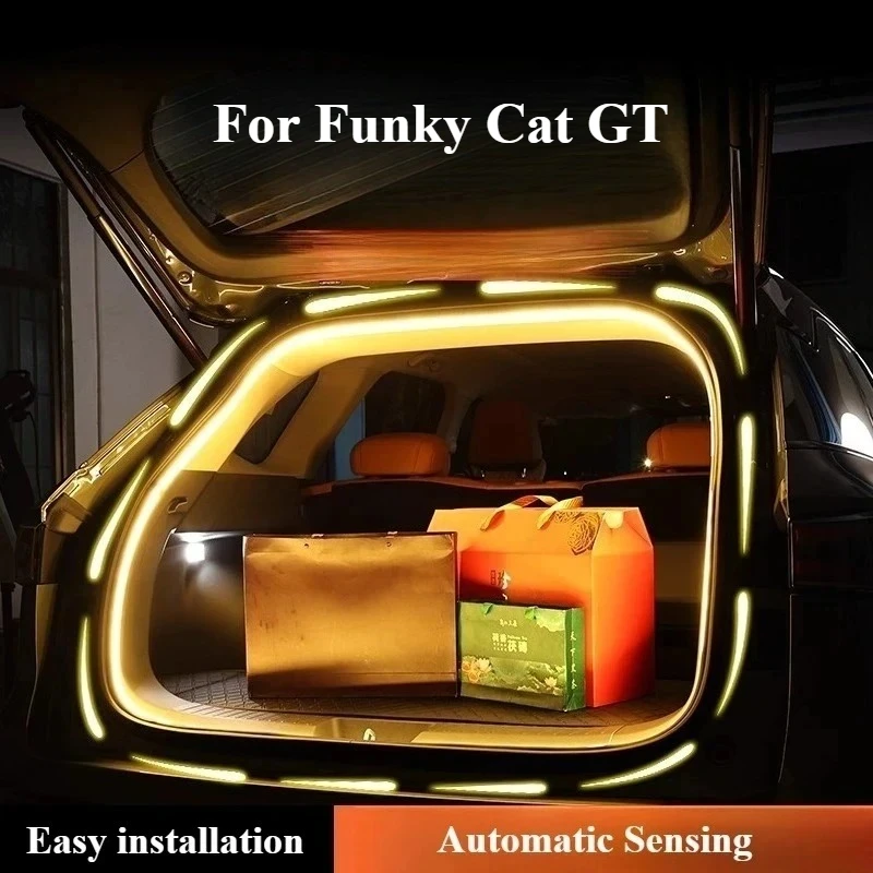 Для Funky Cat GT Окружающий свет багажника автомобиля, автоматическое определение освещения багажника, обновление динамических световых полос, наружное освещение для кемпинга
Для Funky Cat GT Окружающий свет багажника автомобиля, автоматическое определение освещения багажника, обновление динамических световых полос, наружное освещение для кемпинга