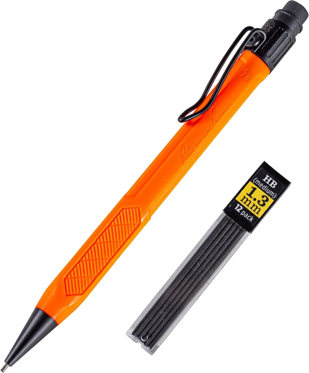 Weatherproof Mechanical Pencil, Orange Barrel, 1.3mm Dark Lead, 12 Refills
Weatherproof Mechanical Pencil, Orange Barrel, 1.3mm Dark Lead, 12 Refills