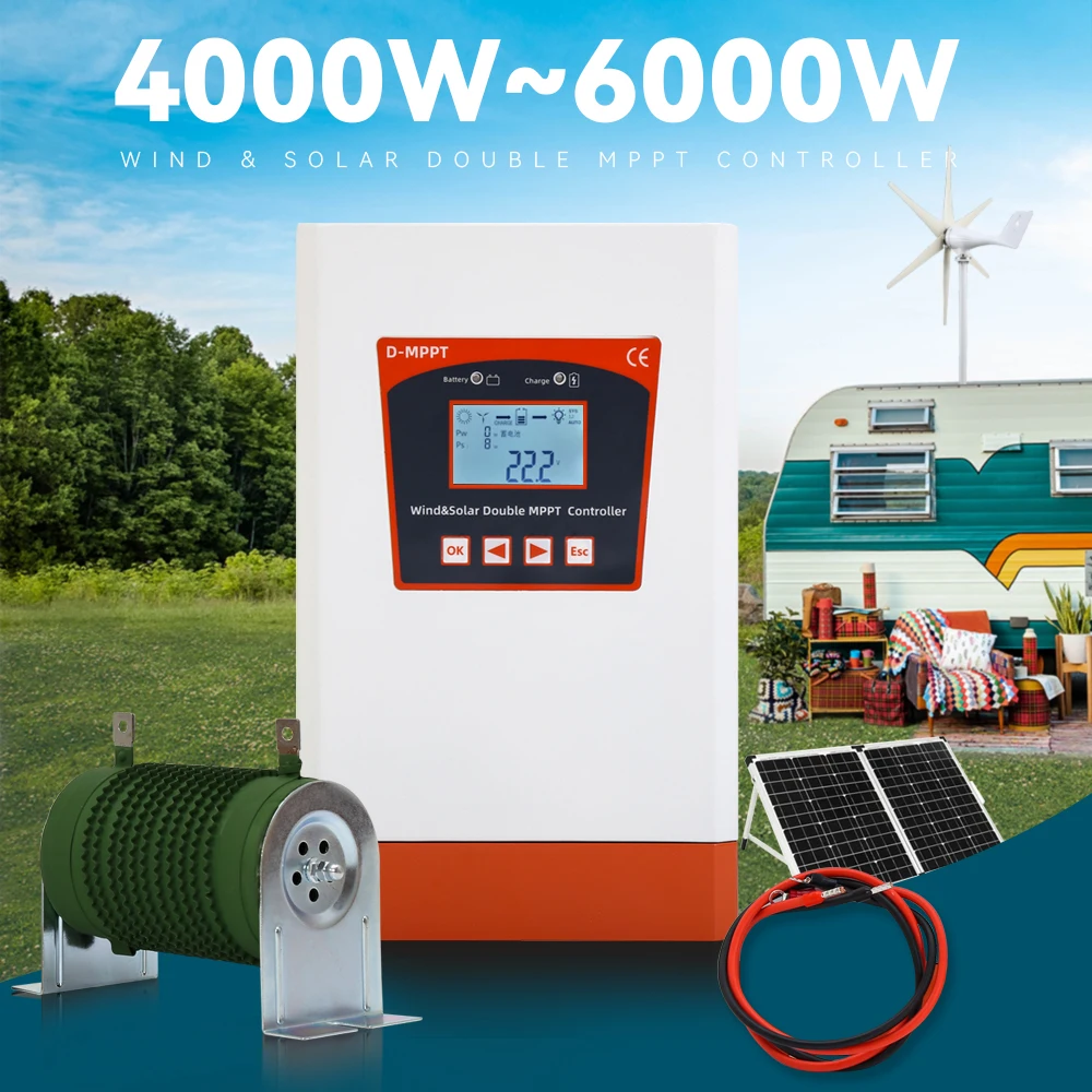 Solar & Wind Hybrid System Double MPPT Charge Controller 4kW 12v 24v & 24v 48v Auto Regulator Home Use Windmil Turbine Generator
Solar & Wind Hybrid System Double MPPT Charge Controller 4kW 12v 24v & 24v 48v Auto Regulator Home Use Windmil Turbine Generator