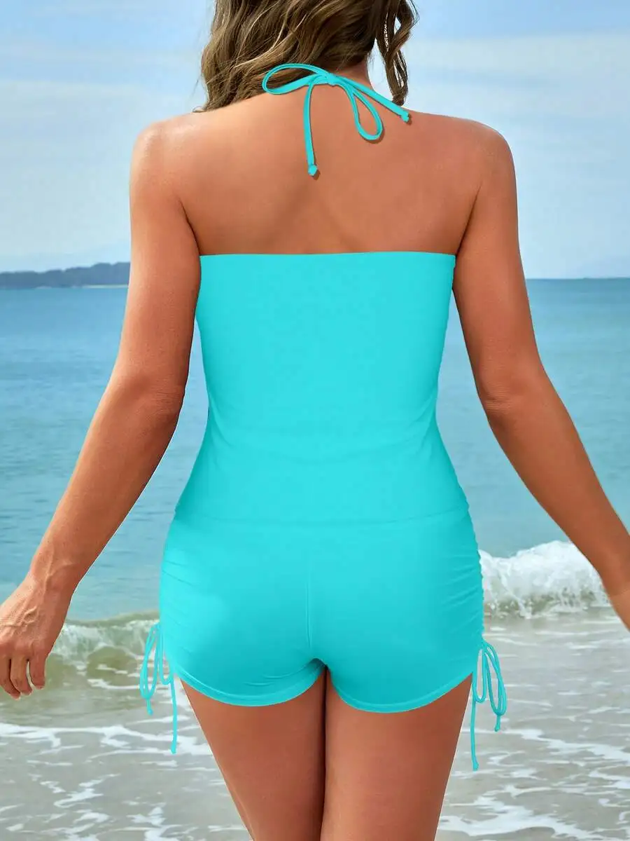 Womens Turquoise Halter Neck Tankini Set With Drawstring Shorts Modest Tummy Control Swimsuit
Womens Turquoise Halter Neck Tankini Set With Drawstring Shorts Modest Tummy Control Swimsuit