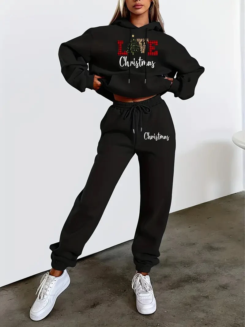 Women's Christmas Letter Print Long-Sleeved Hoodie, Running Sweatpants Suit, Casual Sportswear, 2 Sets
Women's Christmas Letter Print Long-Sleeved Hoodie, Running Sweatpants Suit, Casual Sportswear, 2 Sets