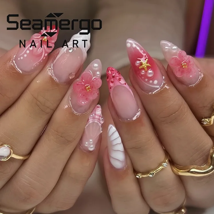 24PCS 3D Flower Shell Design False Nails Sweet Summer Series Fake Nail Pink Gradient Almond Press on Nails Starfish Pearl Nails
24PCS 3D Flower Shell Design False Nails Sweet Summer Series Fake Nail Pink Gradient Almond Press on Nails Starfish Pearl Nails