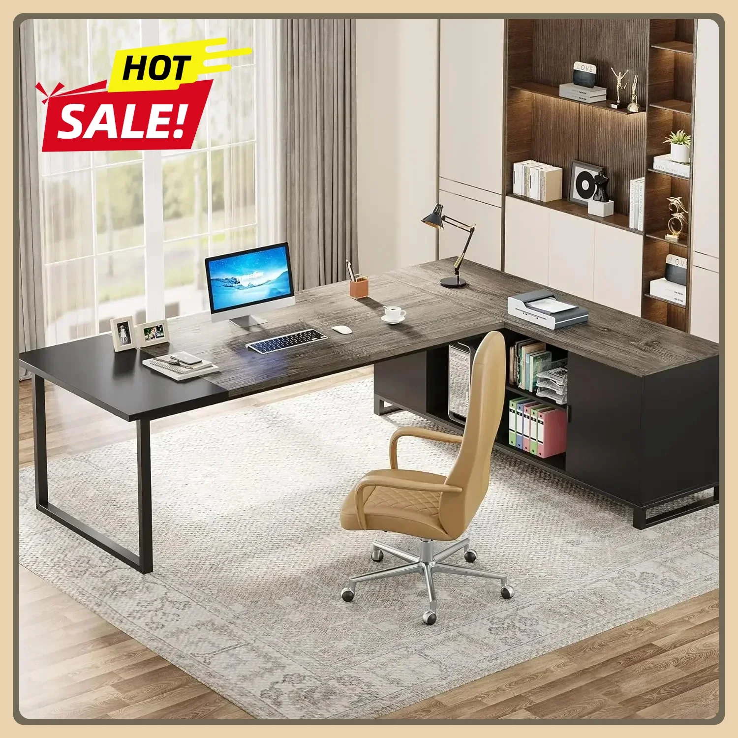 Бестселлер: Офисный стол 70,8 дюйма с тумбой для документов 55 дюймов, промышленный L-образный компьютерный стол с полками и тумбой, в стиле ретро
Бестселлер: Офисный стол 70,8 дюйма с тумбой для документов 55 дюймов, промышленный L-образный компьютерный стол с полками и тумбой, в стиле ретро