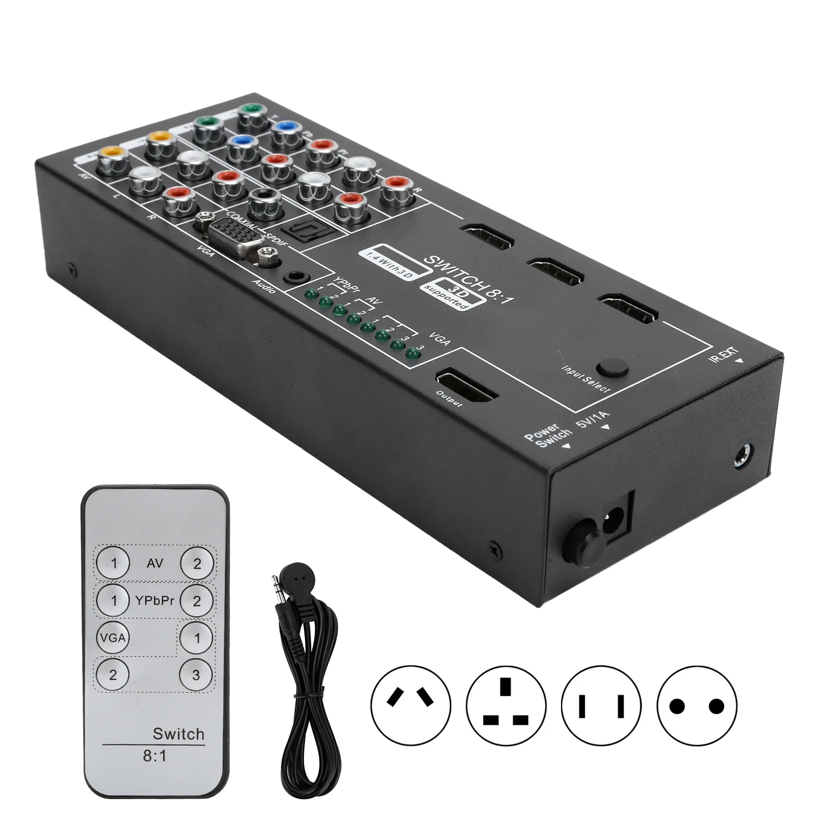 Audio Extraction Switcher HDMI Audio Extractor M001 MultiFunctional HDMI Audio Extractor Switcher with 8 Inputs to 1 HDMI Output
