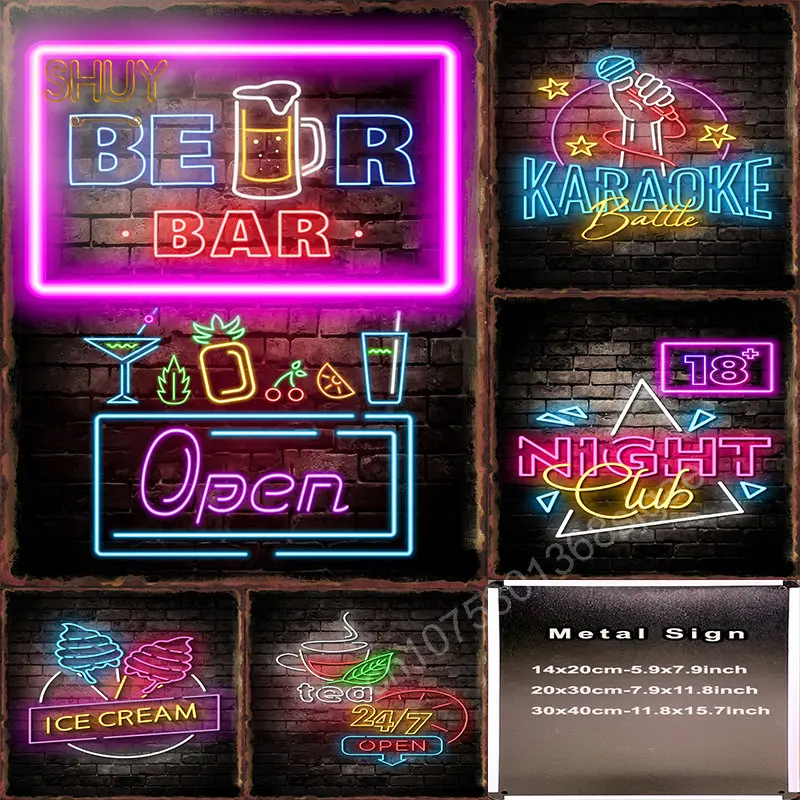 Bar Pub Club Metal Tin Neon Sign Vintage Wall Decor for Room Decoration Posters Metal Craft Iron Decorative Painting Pictures
Bar Pub Club Metal Tin Neon Sign Vintage Wall Decor for Room Decoration Posters Metal Craft Iron Decorative Painting Pictures