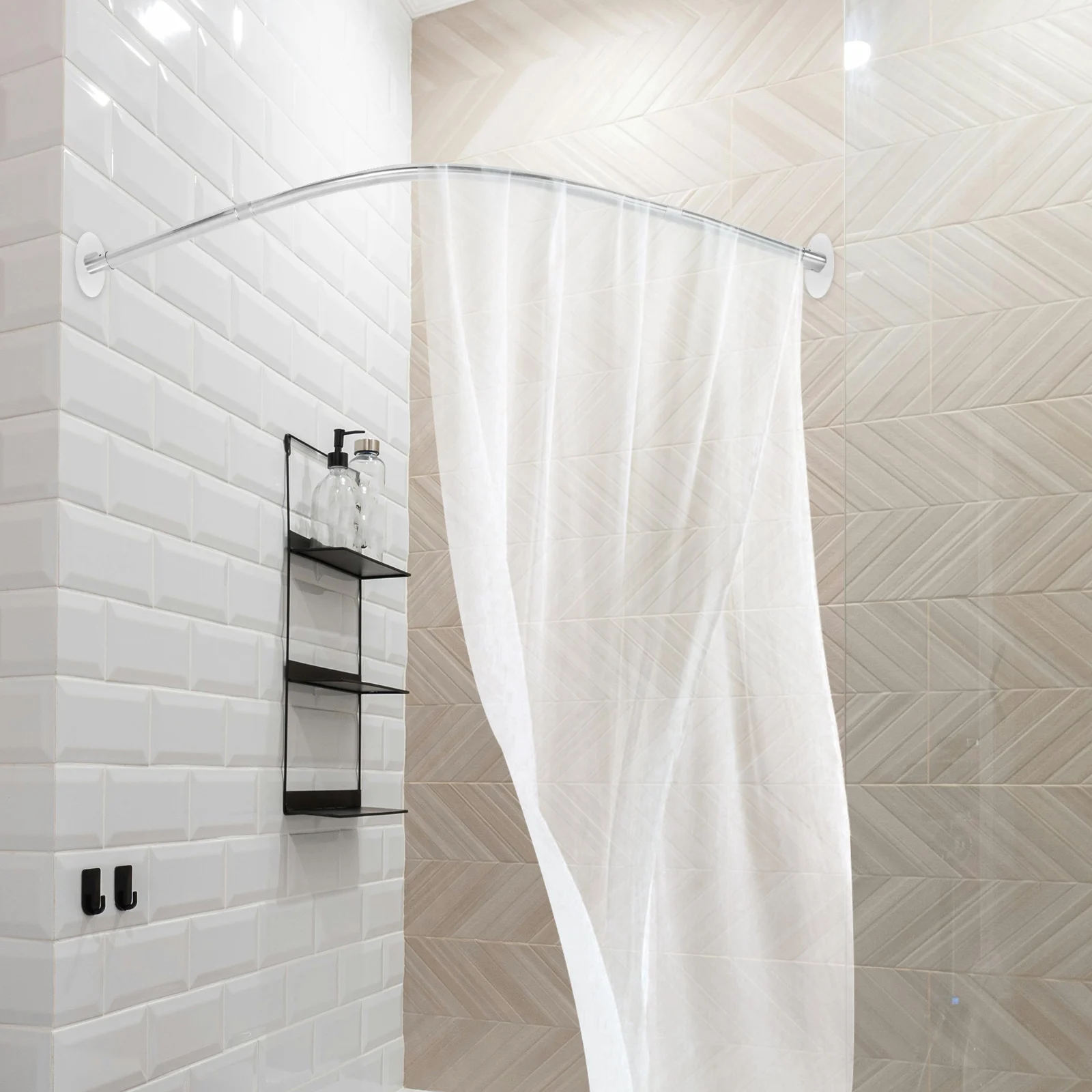 Tension Shower Curtain Rod Stainless Steel Telescoping Adjustable Curved Extendable Rod for Bathroom Window Door Clothes Drying
Tension Shower Curtain Rod Stainless Steel Telescoping Adjustable Curved Extendable Rod for Bathroom Window Door Clothes Drying