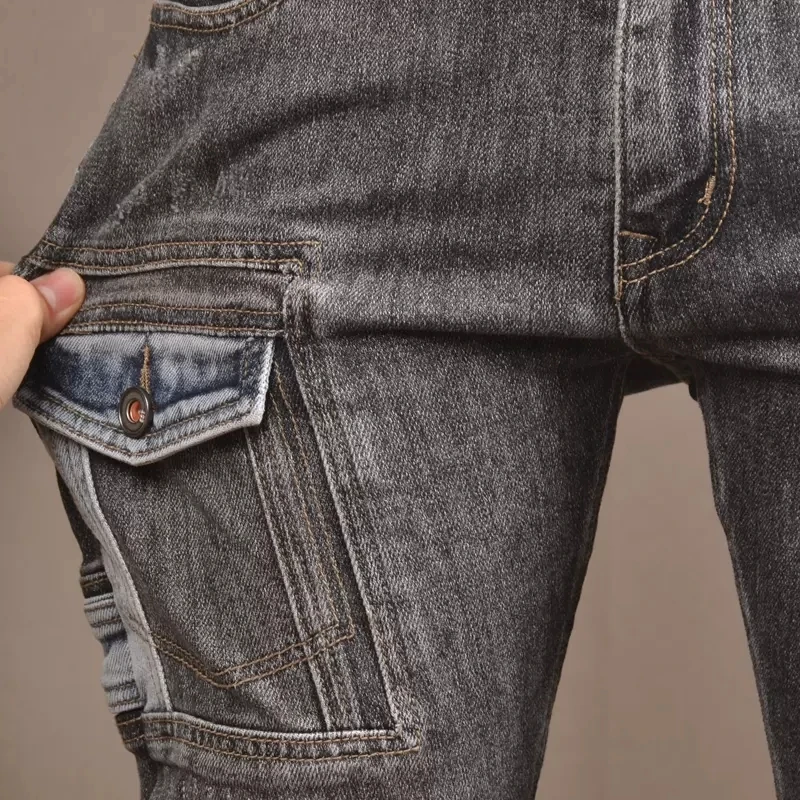 Y2K Street Wear Men's Vintage Grey Elastic Slim Fit Jeans Spliced Bicycle Design Homme Patch Hip Hop Style Elastic Waist
Y2K Street Wear Men's Vintage Grey Elastic Slim Fit Jeans Spliced Bicycle Design Homme Patch Hip Hop Style Elastic Waist