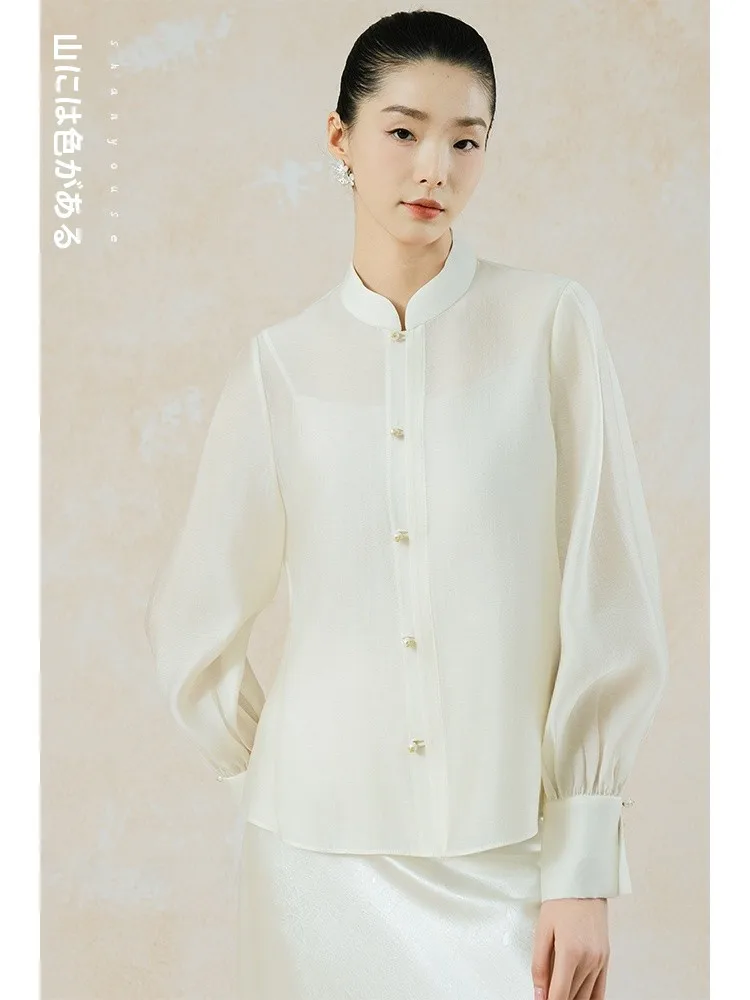 New Chinese Sle Long Sve irt Women's Inner Wear Str Collar Traditional National Sle Top Women's Faion Spring 2025
New Chinese Sle Long Sve irt Women's Inner Wear Str Collar Traditional National Sle Top Women's Faion Spring 2025