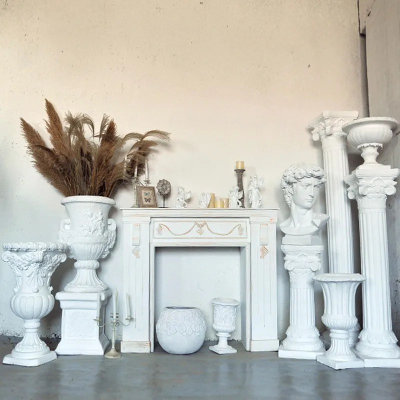 European white Roman column flower pot outdoor villa courtyard garden wedding ornament retro decoration Nordic vase
European white Roman column flower pot outdoor villa courtyard garden wedding ornament retro decoration Nordic vase