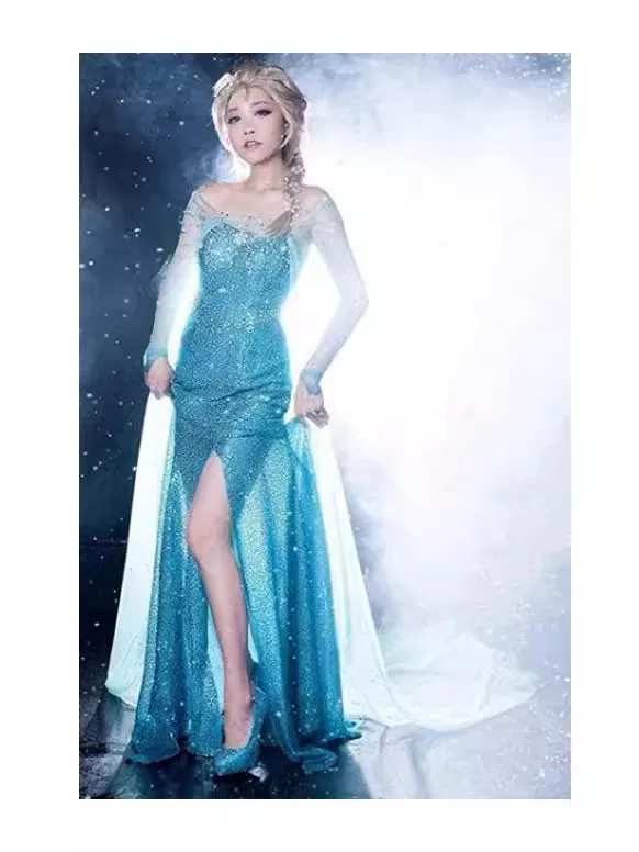Adults Women Elsa Princess Dress Costumes for Halloween Plus Size Luxury Long Style Blue Dresses With Sequins for Party
Adults Women Elsa Princess Dress Costumes for Halloween Plus Size Luxury Long Style Blue Dresses With Sequins for Party