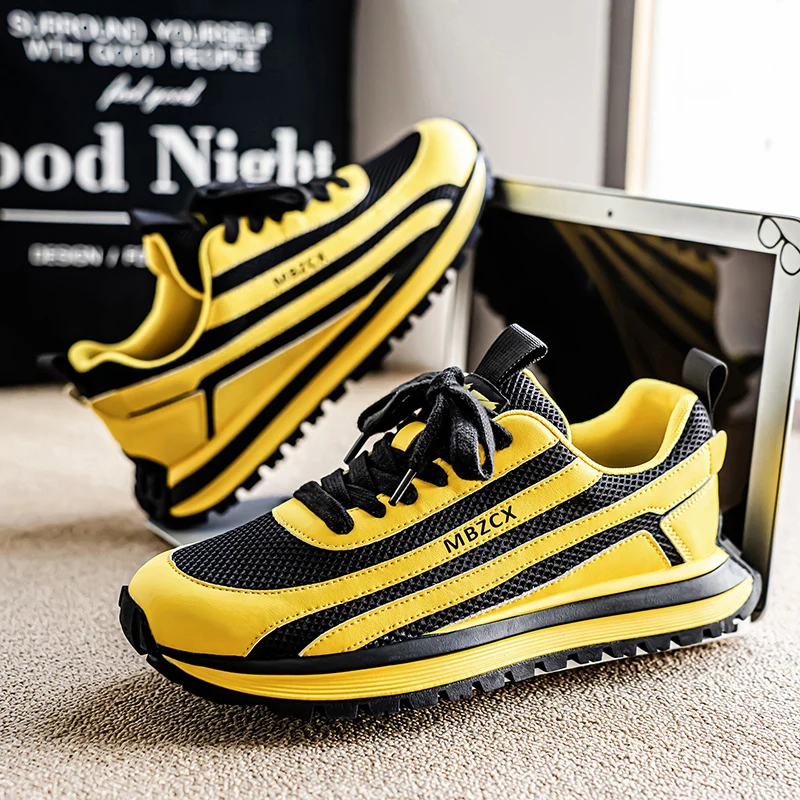 Summer Yellow Men's Sports Shoes Comfortable Breathable Mesh Sneakers Men Platform Designer Running Shoes zapatillas de deporte
Summer Yellow Men's Sports Shoes Comfortable Breathable Mesh Sneakers Men Platform Designer Running Shoes zapatillas de deporte