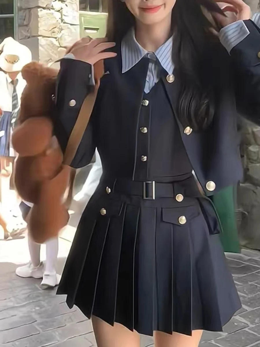 Preppy Style Women's Suit Set Skirt And Blouse Spring Autumn Fashion Small Size JK Uniform Coat Pleated Dress Two Piece Set
Preppy Style Women's Suit Set Skirt And Blouse Spring Autumn Fashion Small Size JK Uniform Coat Pleated Dress Two Piece Set