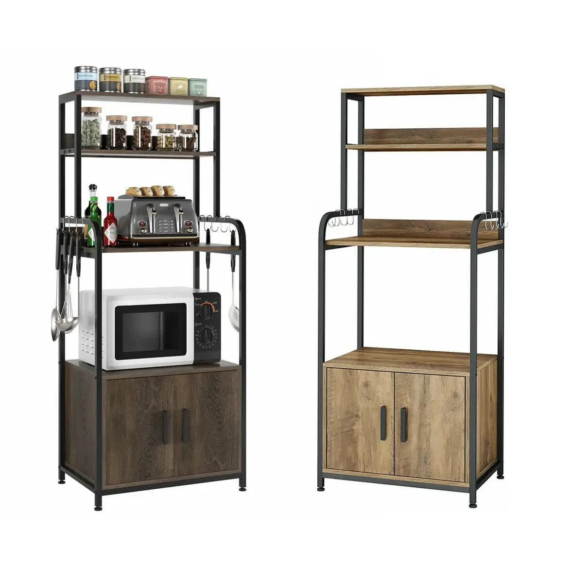 Kitchen Cabinet Tall Cabinet with Microwave Shelf 8 Hooks 2 Doors Chipboard Brown
Kitchen Cabinet Tall Cabinet with Microwave Shelf 8 Hooks 2 Doors Chipboard Brown