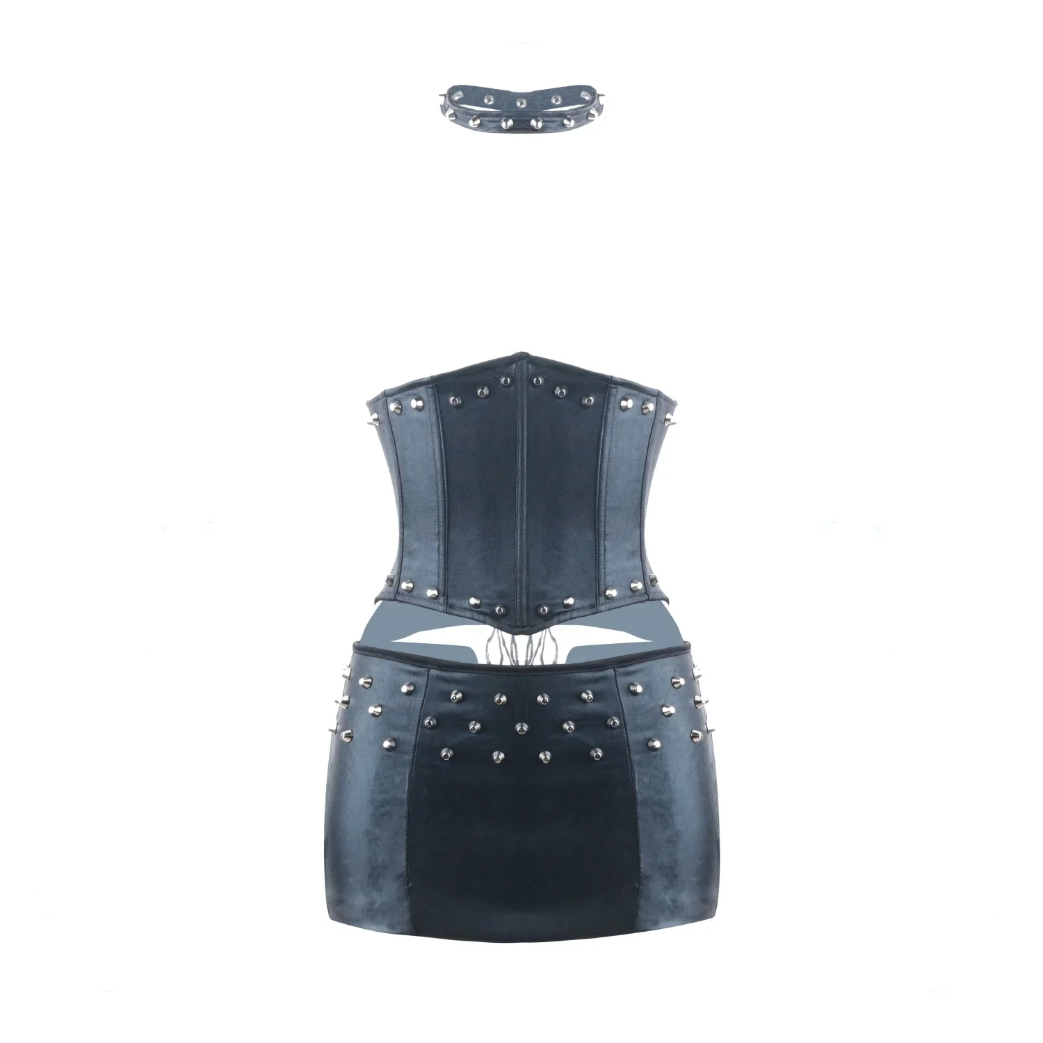 Women's Punk Rock Faux Leather Corset with Skirt Retro Goth Waist Cincher Basque Bustier Dress Sets
Women's Punk Rock Faux Leather Corset with Skirt Retro Goth Waist Cincher Basque Bustier Dress Sets