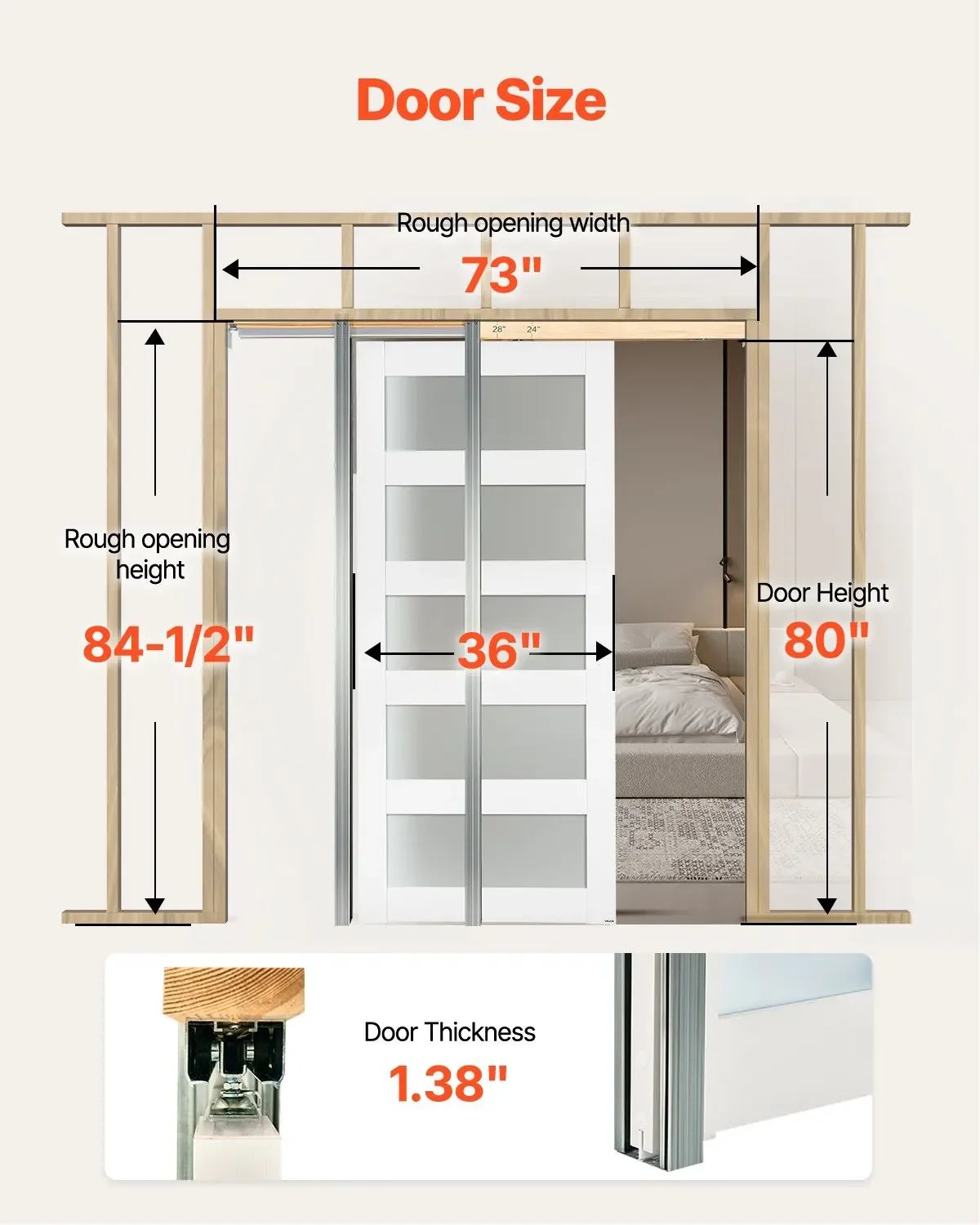 Sliding Pocket Door, 36" X 80", 5-Lite Frosted Glass Single Sliding Door With Hardware Kit, Sturdy Solid Wood & MDF Pocket
Sliding Pocket Door, 36" X 80", 5-Lite Frosted Glass Single Sliding Door With Hardware Kit, Sturdy Solid Wood & MDF Pocket