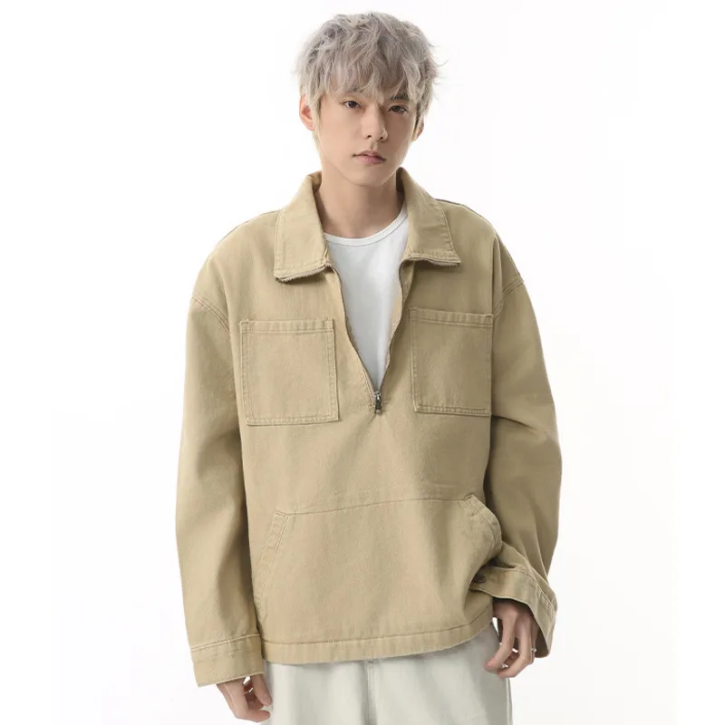American Style Version Big Pocket Men's Jackets Lapel Solid Color Casual Trendy Half Zipper Loose Male Coats 2025 Spring
American Style Version Big Pocket Men's Jackets Lapel Solid Color Casual Trendy Half Zipper Loose Male Coats 2025 Spring