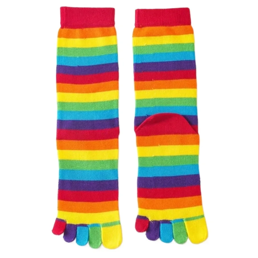 1 Pair Colorful Five Finger Socks Rainbow Striped Sweat Absorbing Women Toe Socks Comfort Cotton Floor Socks Pilates Socks
1 Pair Colorful Five Finger Socks Rainbow Striped Sweat Absorbing Women Toe Socks Comfort Cotton Floor Socks Pilates Socks