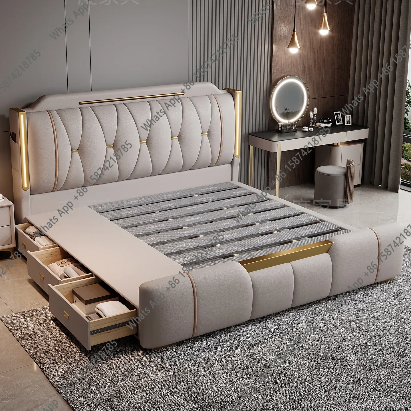 N64 Italian light luxury premium sense 1.8 double head leather soft bag bed master bedroom high-end atmospheric bed
N64 Italian light luxury premium sense 1.8 double head leather soft bag bed master bedroom high-end atmospheric bed