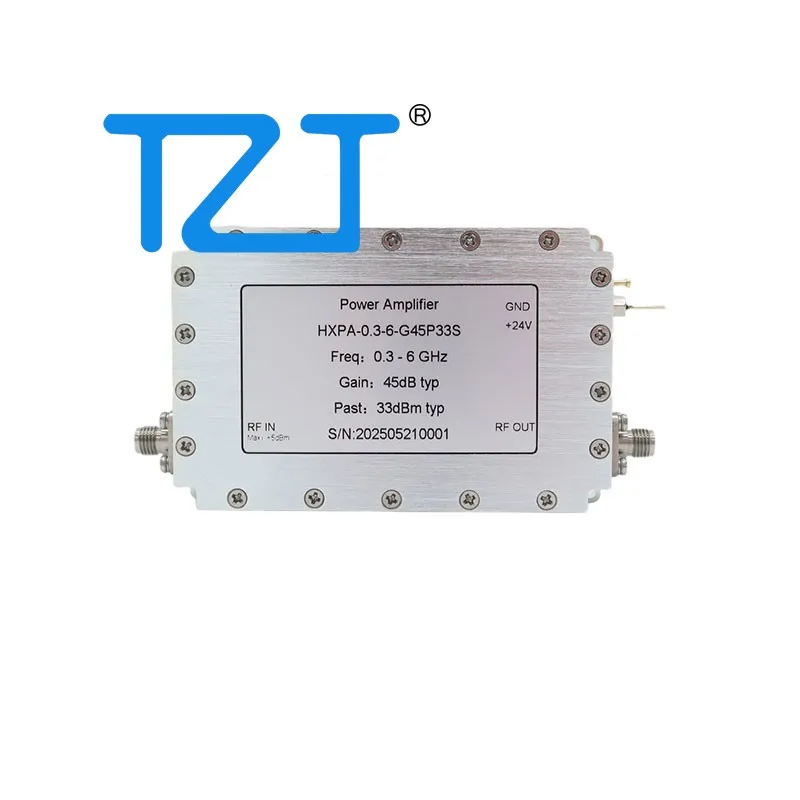 Усилитель мощности TZT HXPA-0.3-6-G45P33S 0.3-6 ГГц, 2 Вт, с коэффициентом усиления 45 дБ и разъемом SMA Female из нержавеющей стали
Усилитель мощности TZT HXPA-0.3-6-G45P33S 0.3-6 ГГц, 2 Вт, с коэффициентом усиления 45 дБ и разъемом SMA Female из нержавеющей стали