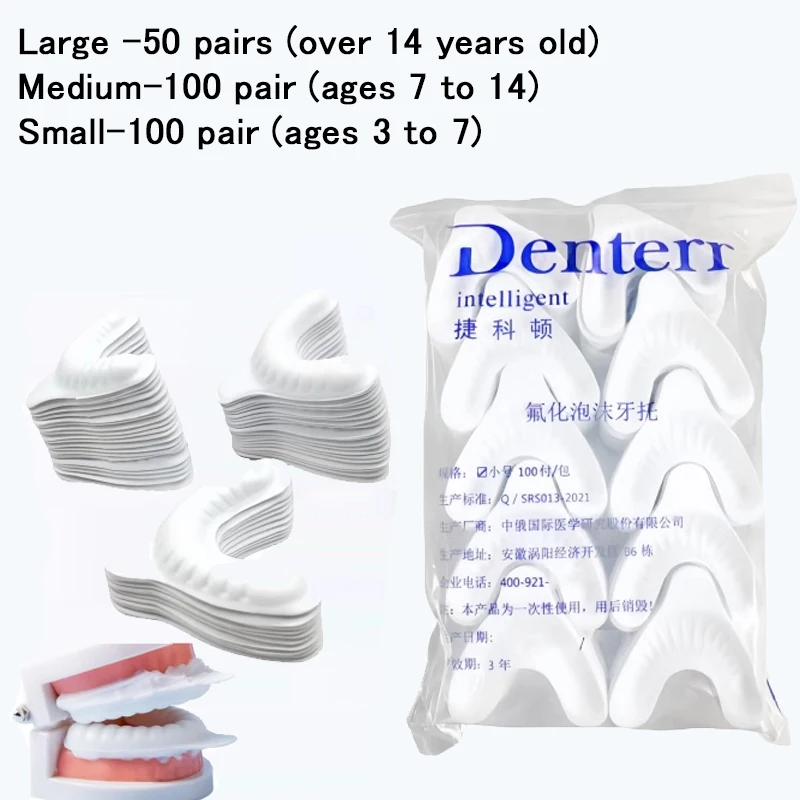 100pair Dental Fluoride Tray Disposable Fluorinated Foam S M L Baby Denture Material Laboratory Tools
100pair Dental Fluoride Tray Disposable Fluorinated Foam S M L Baby Denture Material Laboratory Tools