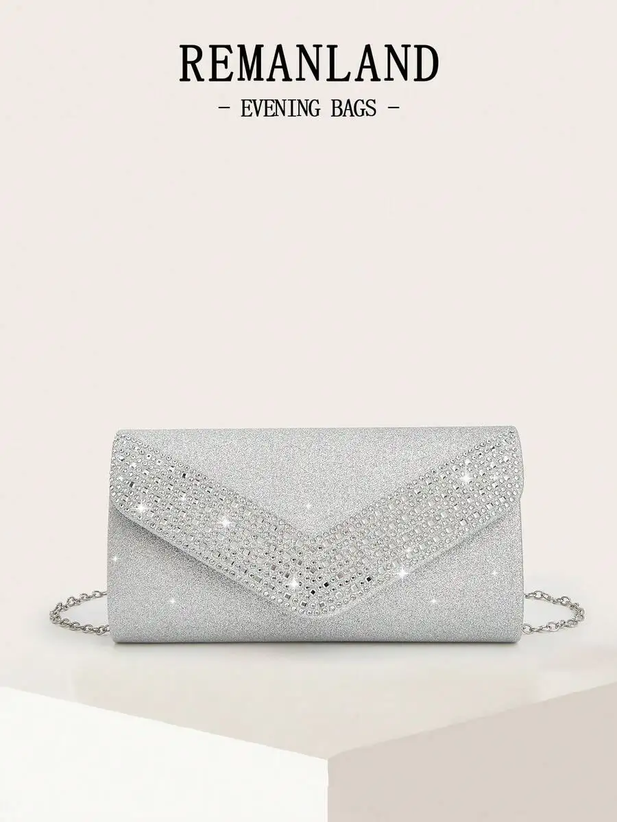 Silver Rhinestone Embellished Envelope Clutch Bag For Evening Party Wedding
Silver Rhinestone Embellished Envelope Clutch Bag For Evening Party Wedding