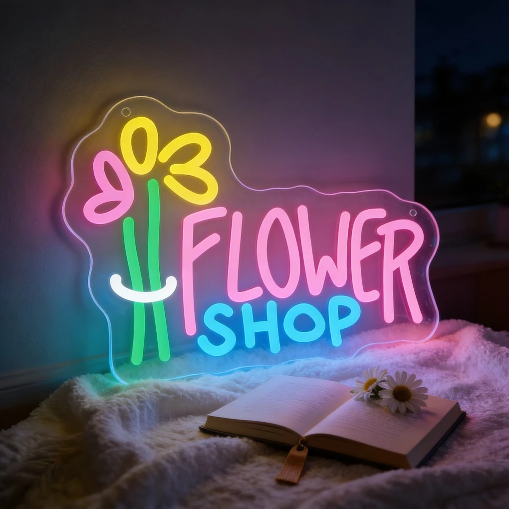 Flower Shop Neon Sign LED Night Light 3D Acrylic Floral USB Wall Lamp Cafe Decoration Gift with Smile Design
Flower Shop Neon Sign LED Night Light 3D Acrylic Floral USB Wall Lamp Cafe Decoration Gift with Smile Design