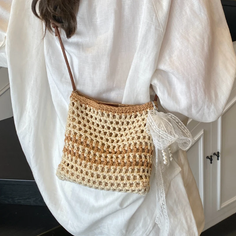 Seaside Holiday Bag Women Summer New Handiness Fashion Versatile One Shoulder Bags Hollow-out Splicing Casual Crossbody Bag
Seaside Holiday Bag Women Summer New Handiness Fashion Versatile One Shoulder Bags Hollow-out Splicing Casual Crossbody Bag