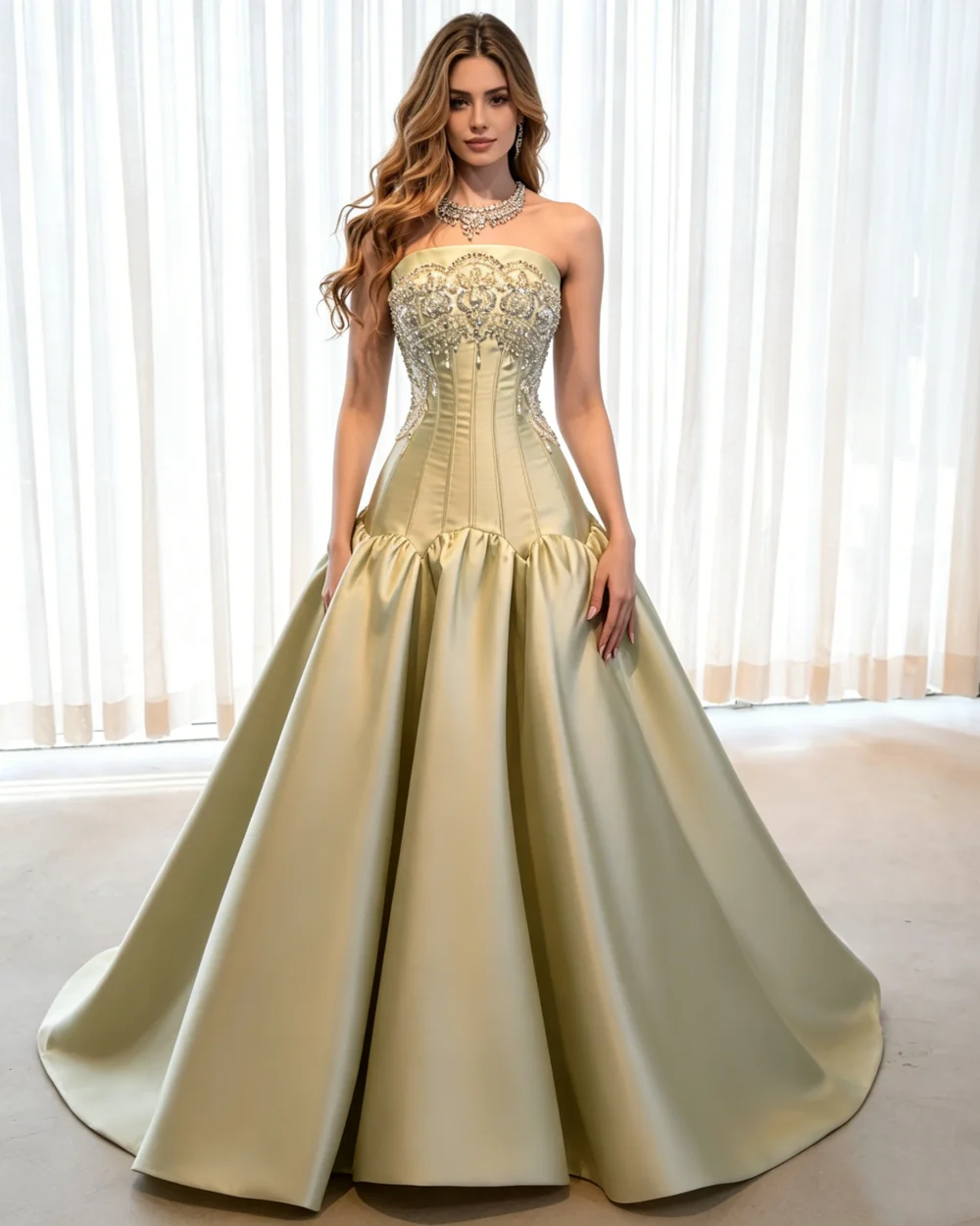 Customized Green Luxurious Sparkle Beading Sequined Rhinestone A-line Strapless For Wedding Party Long Dresses Intricate
Customized Green Luxurious Sparkle Beading Sequined Rhinestone A-line Strapless For Wedding Party Long Dresses Intricate