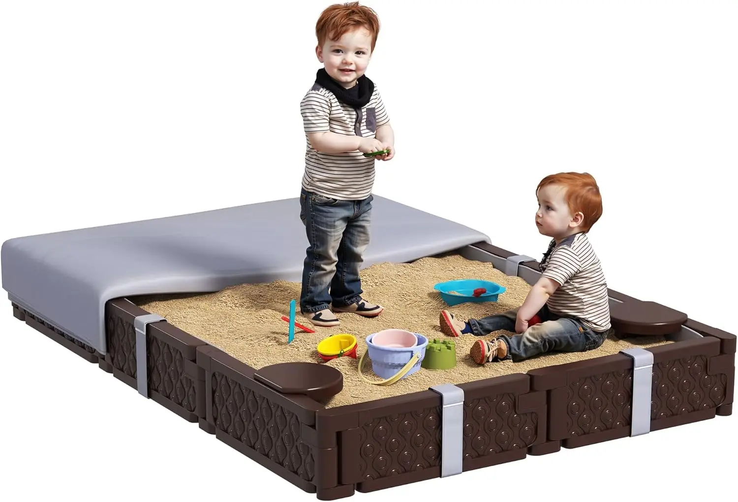 Kids Sandbox with Cover, Rectangular 73" Large Sand Pit with 4 Seats, Waterproof Bottom Liner, Weather Resistant Outdoor Sa
Kids Sandbox with Cover, Rectangular 73" Large Sand Pit with 4 Seats, Waterproof Bottom Liner, Weather Resistant Outdoor Sa