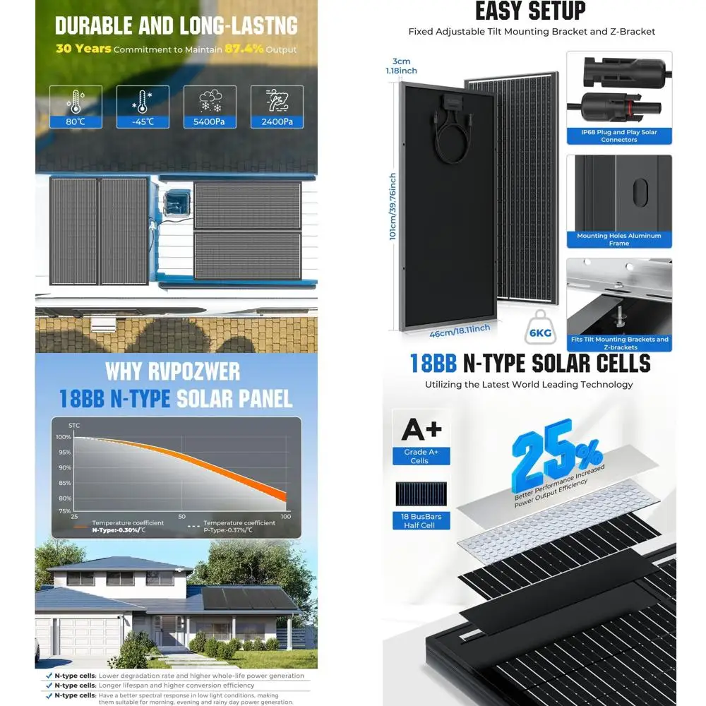 Монокристаллическая солнечная панель N-типа 100 Вт 12 В, высокоэффективная, для автодомов, морского транспорта, крыш и автономных систем
Монокристаллическая солнечная панель N-типа 100 Вт 12 В, высокоэффективная, для автодомов, морского транспорта, крыш и автономных систем