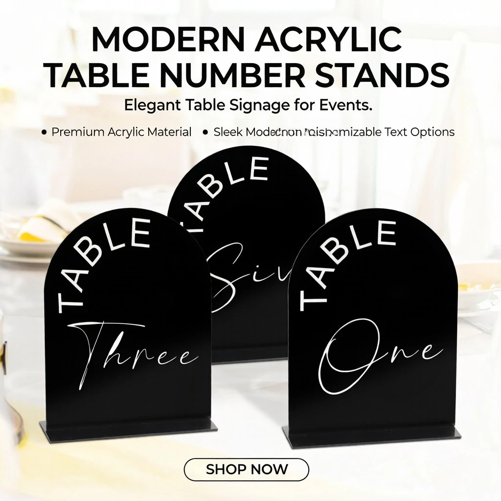 Acrylic Table Number Signs - Modern Black Mirror Wedding Table Numbers, Elegant Standing Desk Card for Wedding Reception and Banquet Decor
Acrylic Table Number Signs - Modern Black Mirror Wedding Table Numbers, Elegant Standing Desk Card for Wedding Reception and Banquet Decor