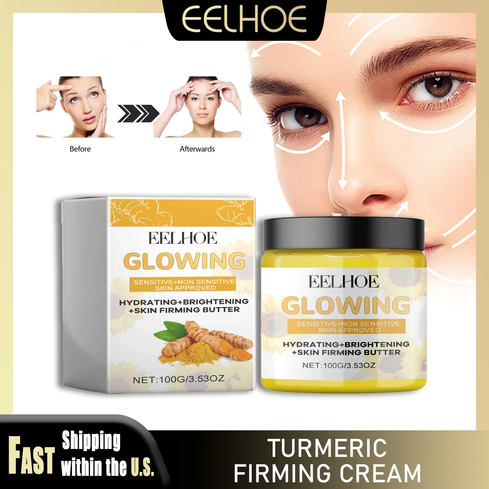 EELHOE 100g Turmeric Firming Face Cream Shrink Pores Vitamin C Nourishing Smooth Face Lift Essence Moisturizing Korean Skin Care
EELHOE 100g Turmeric Firming Face Cream Shrink Pores Vitamin C Nourishing Smooth Face Lift Essence Moisturizing Korean Skin Care