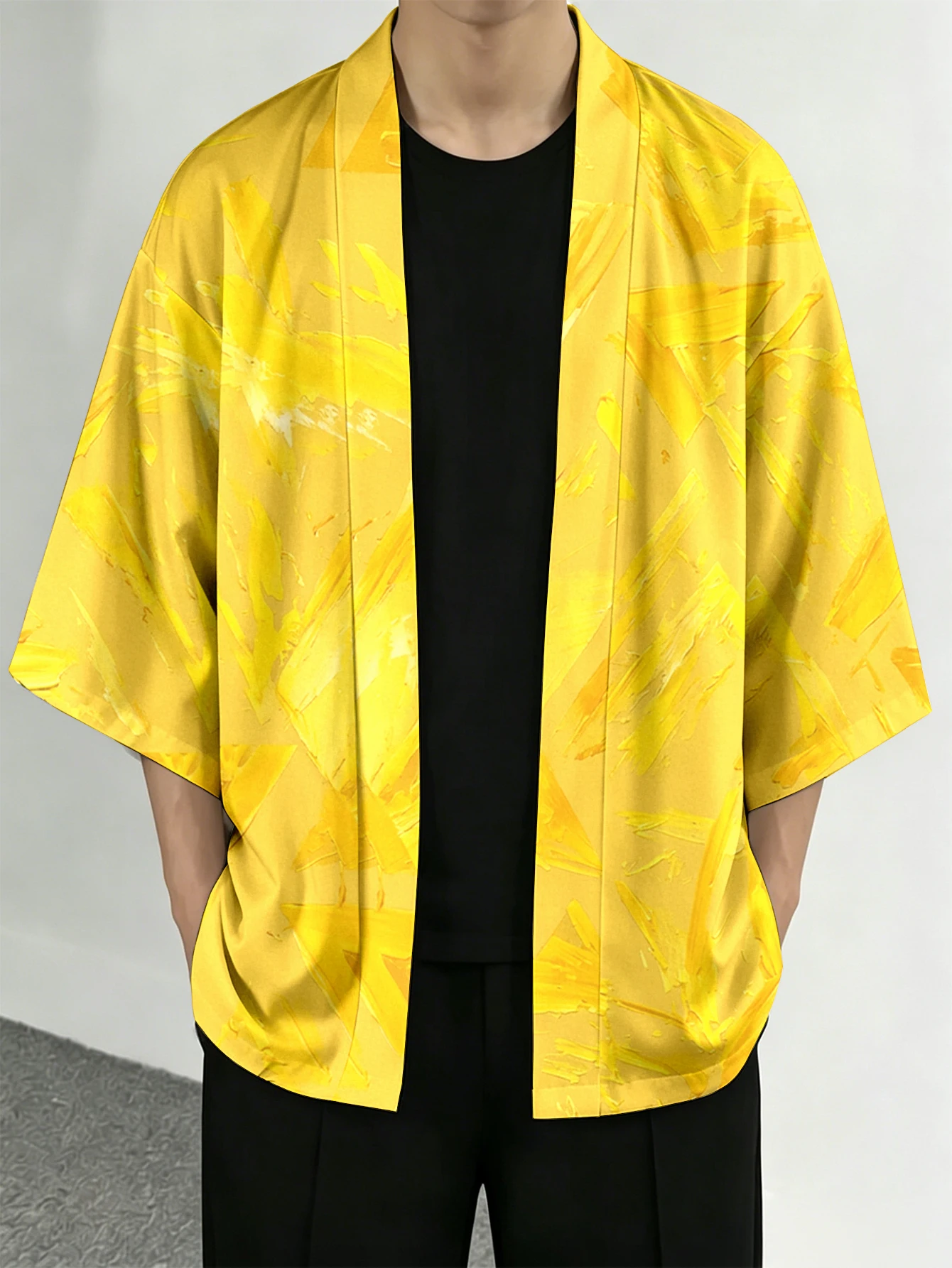 Men's casual top Vibrant Yellow Abstract Brushstroke Casual Openfront top for everyday wear 3D Digital Print 100% Polyester Yellow Abstract Art Printed Kimono Cardigan Fit for Spring/Summer Resort and Street Fashion Apparel
Men's casual top Vibrant Yellow Abstract Brushstroke Casual Openfront top for everyday wear 3D Digital Print 100% Polyester Yellow Abstract Art Printed Kimono Cardigan Fit for Spring/Summer Resort and Street Fashion Apparel
