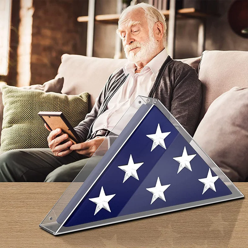 Acrylic Flag Display Case for 3' x 5' American Veteran Burial Flag Clear Acrylic Memorial Box, Triangle Holder Display for Table
Acrylic Flag Display Case for 3' x 5' American Veteran Burial Flag Clear Acrylic Memorial Box, Triangle Holder Display for Table
