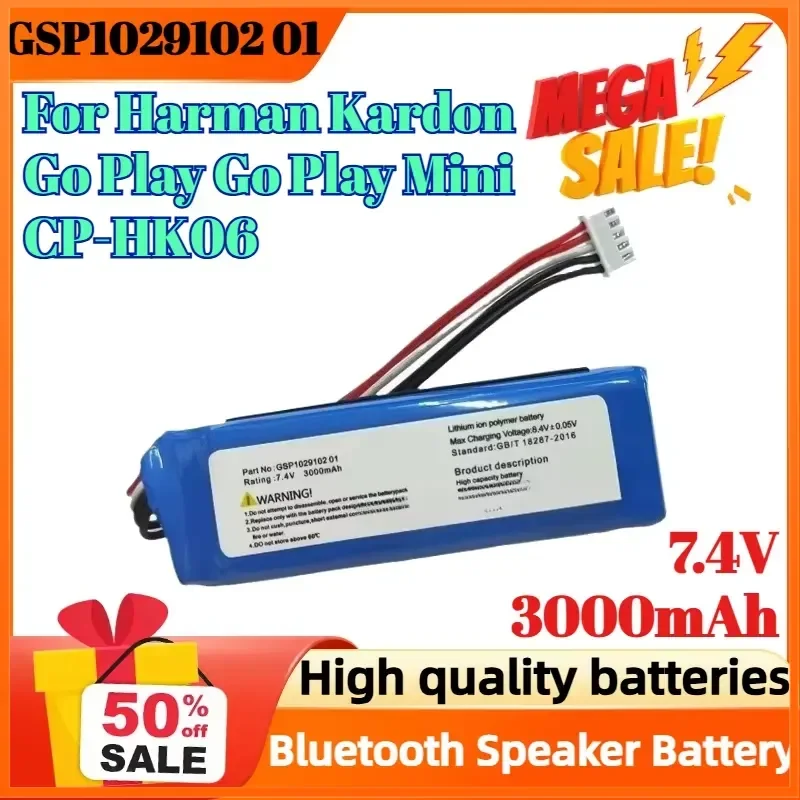 GSP1029102 01 7.4V 3000mAh Battery for Harman Kardon Go Play Go Play Mini CP-HK06 Bluetooth Speaker Battery
GSP1029102 01 7.4V 3000mAh Battery for Harman Kardon Go Play Go Play Mini CP-HK06 Bluetooth Speaker Battery