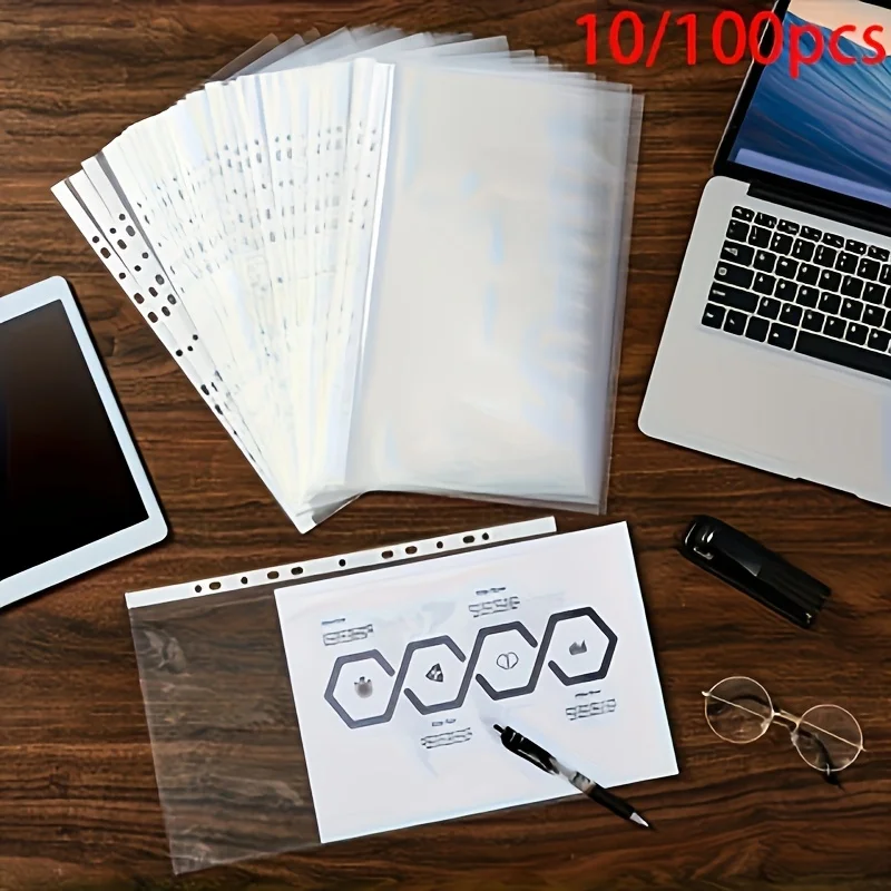 10/100pcs Transparent A4 Paper File Protectors - Durable ABS Plastic, Clear Plastic, with 11-Hole Punch Design, for Home, Office
10/100pcs Transparent A4 Paper File Protectors - Durable ABS Plastic, Clear Plastic, with 11-Hole Punch Design, for Home, Office