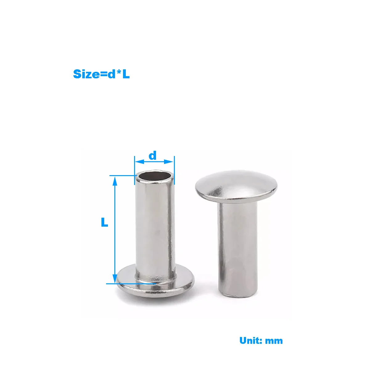 304 Stainless Steel Semi Hollow Rivet / Flat Round Head Hollow Rivet M2M2.5M3M4M5M6
304 Stainless Steel Semi Hollow Rivet / Flat Round Head Hollow Rivet M2M2.5M3M4M5M6
