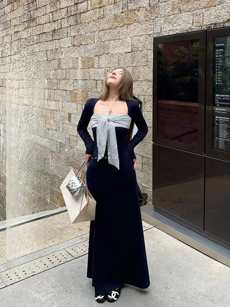 Luu Long Sleeve Long Dress Women's Slim Fit Spring Autumn Design Sense Inner Wear Commute Korean Style Splice Waist Shaping
Luu Long Sleeve Long Dress Women's Slim Fit Spring Autumn Design Sense Inner Wear Commute Korean Style Splice Waist Shaping