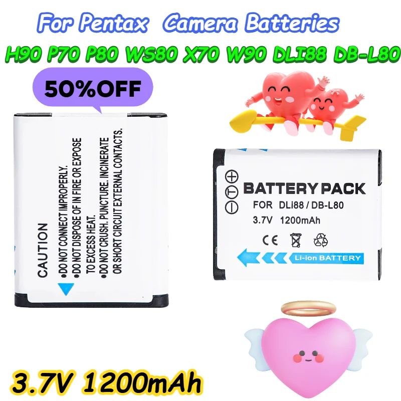 1200mAh D-LI88 Battery for Pentax H90 P70 P80 WS80 X70 W90 DLI88 DB-L80 Camera Batteries
1200mAh D-LI88 Battery for Pentax H90 P70 P80 WS80 X70 W90 DLI88 DB-L80 Camera Batteries