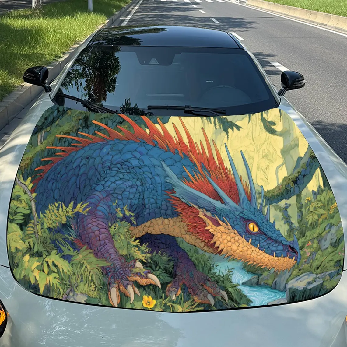 Stunning Dragon with Vivid Colors PVC Car Engine Hood Vinyl Wraps, Self-Adhesive Waterproof Car Hood Decal Sticker, Car Decorati
Stunning Dragon with Vivid Colors PVC Car Engine Hood Vinyl Wraps, Self-Adhesive Waterproof Car Hood Decal Sticker, Car Decorati
