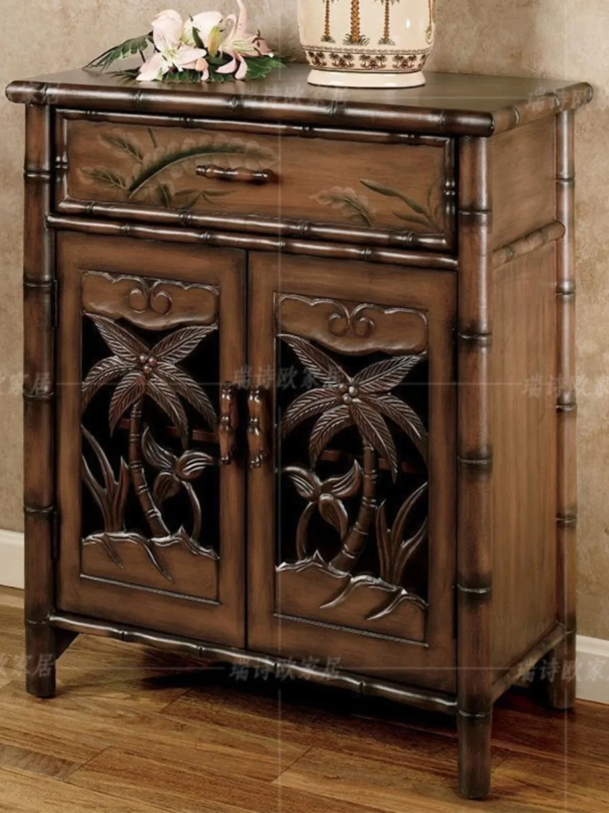 American style rural solid wood shoe cabinet, retro made old living room, small unit, thin wall storage, hollowed out porch, din
American style rural solid wood shoe cabinet, retro made old living room, small unit, thin wall storage, hollowed out porch, din