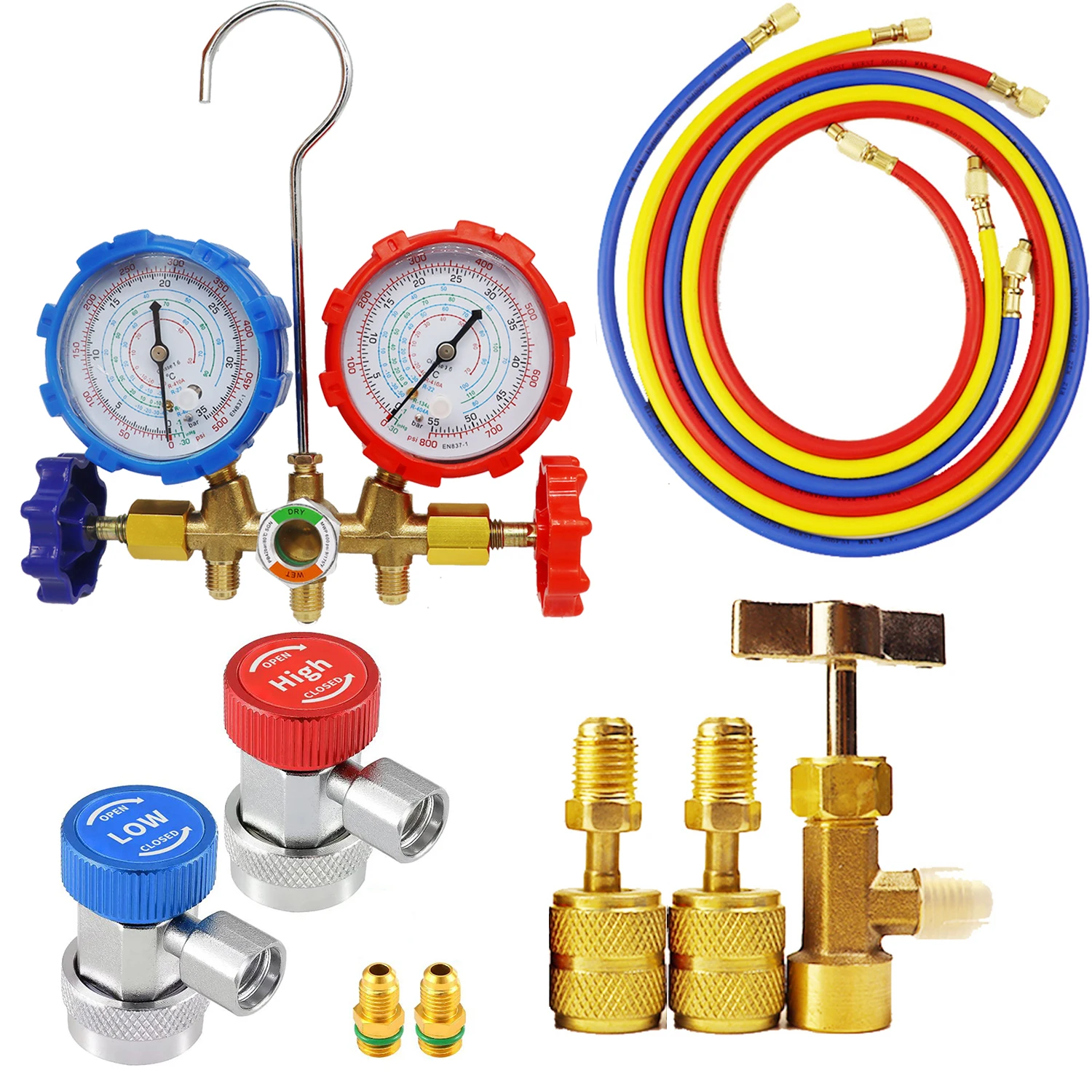 Refrigerant Manifold Gauge Set Diagnostic Air Conditioning Tool Hook Hose for R410A R22 R404A R134A Refrigerant Charging
Refrigerant Manifold Gauge Set Diagnostic Air Conditioning Tool Hook Hose for R410A R22 R404A R134A Refrigerant Charging