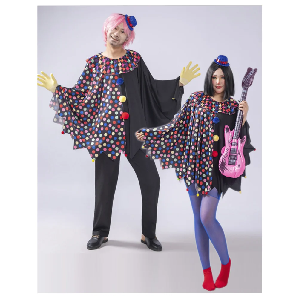 Adult Cosplay Clown Terrifier Costume Polka Dot Pom Pom Poncho Top Men Women Circus Outfit Hat Halloween Carnival Disguise
Adult Cosplay Clown Terrifier Costume Polka Dot Pom Pom Poncho Top Men Women Circus Outfit Hat Halloween Carnival Disguise