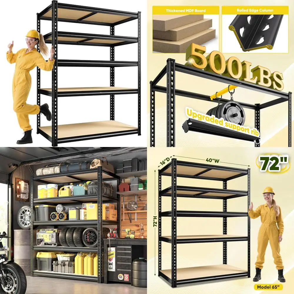 5-Tier Adjustable Metal Garage Shelving Unit - Heavy Duty Storage Racks for 2500 lbs Capacity, Ideal for Warehouse and Basement
5-Tier Adjustable Metal Garage Shelving Unit - Heavy Duty Storage Racks for 2500 lbs Capacity, Ideal for Warehouse and Basement