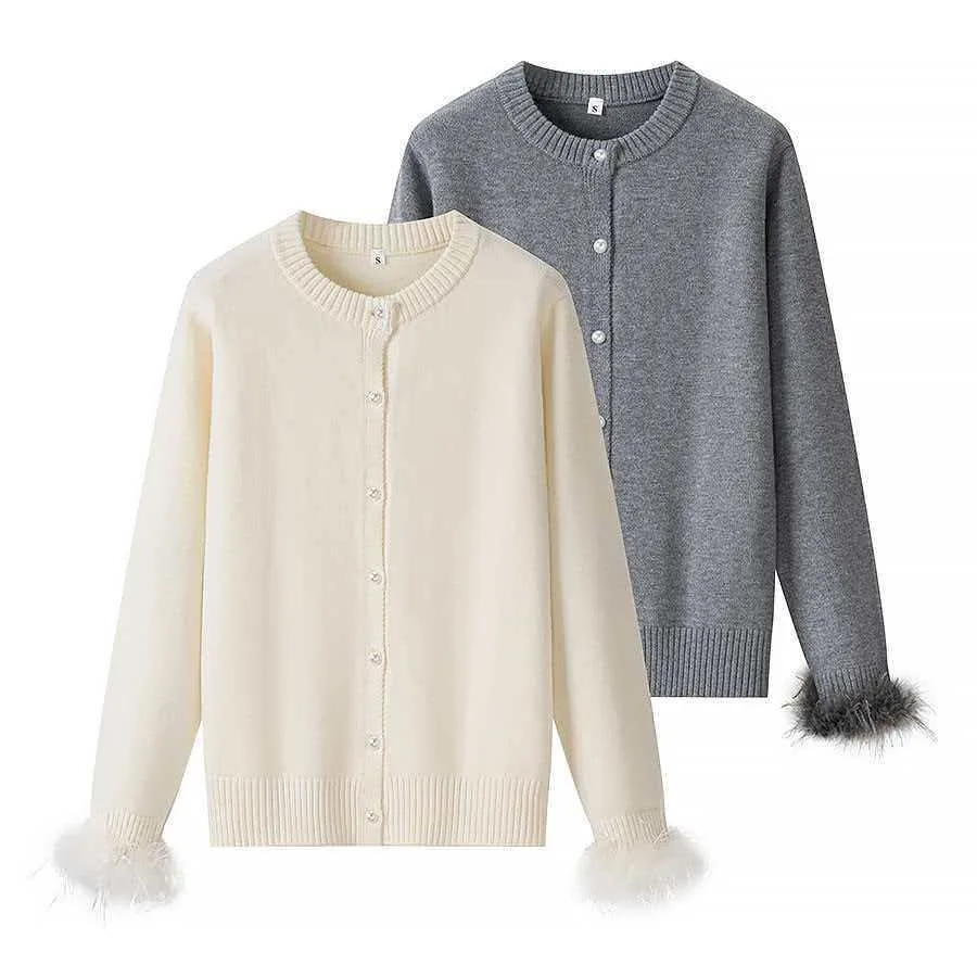 Withered 2026 Fashion Style Women's Round Neck Versatile Feather Decorative Knitted Cardigan Women's Sweater Knitwear Woman
Withered 2026 Fashion Style Women's Round Neck Versatile Feather Decorative Knitted Cardigan Women's Sweater Knitwear Woman