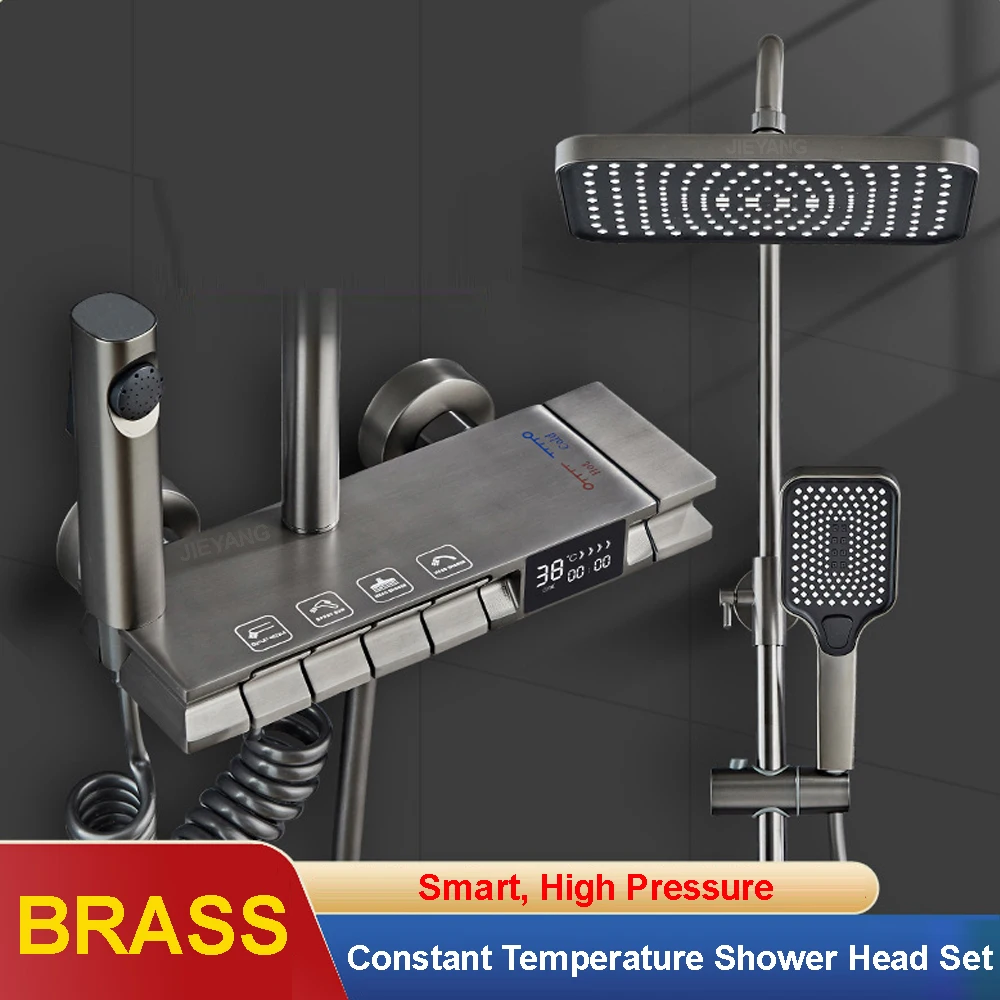Grey Piano Digital Display Shower Set Intelligent Brass Bathroom Faucet Hot Cold Waterfall Tap Rainfall Shower System Showerhead
Grey Piano Digital Display Shower Set Intelligent Brass Bathroom Faucet Hot Cold Waterfall Tap Rainfall Shower System Showerhead